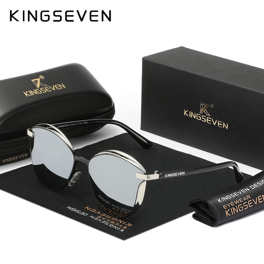 KINGSEVEN Trend Luxury Cat Eye Women's Glasses Polarized Sunglasses UV400 Lens for Lady Travel Eyewear