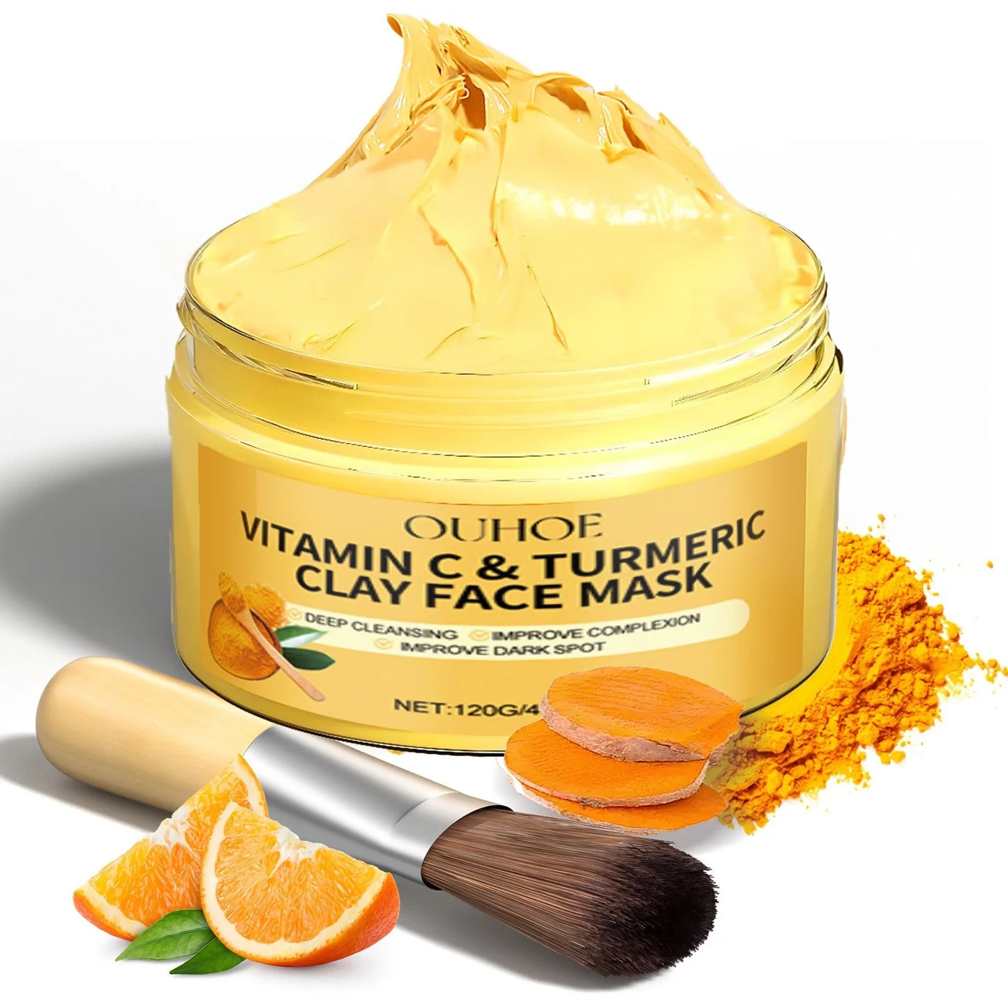 Vitamin C Exfoliating facial mask Turmeric Exfoliating facial mask Improve Pore Deep Cleaning facial mask Apply facial mask