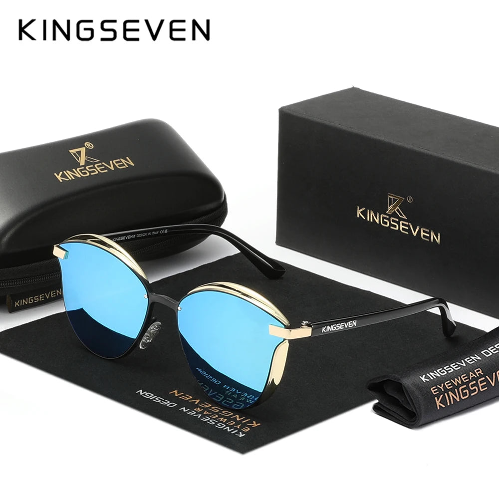 KINGSEVEN Trend Luxury Cat Eye Women's Glasses Polarized Sunglasses UV400 Lens for Lady Travel Eyewear