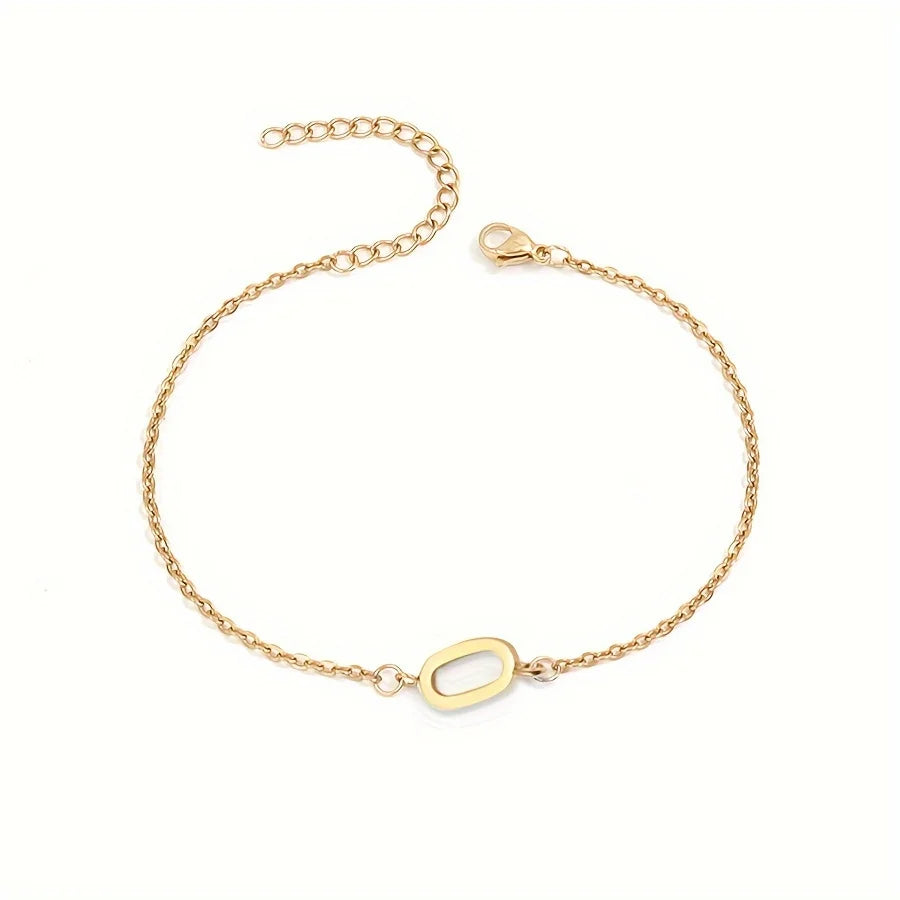 1pc Letter Shape Beads Thin Chain Bracelet, Simple Minimalist Hand Chain Unisex Jewelry Decoration