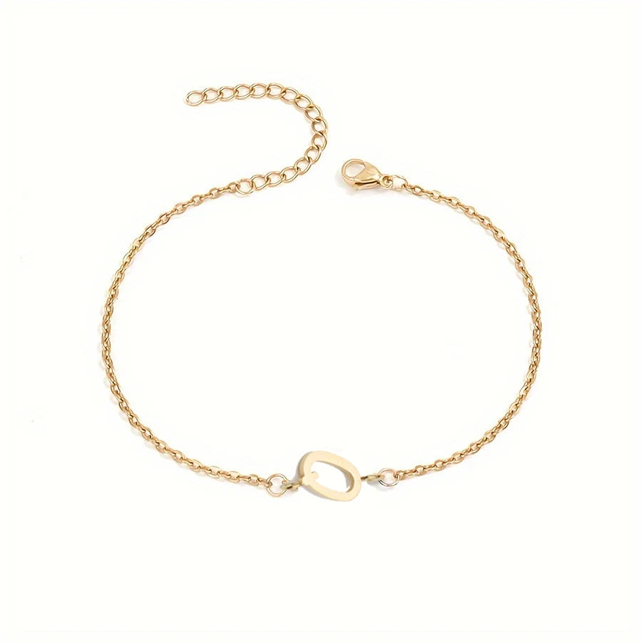 1pc Letter Shape Beads Thin Chain Bracelet, Simple Minimalist Hand Chain Unisex Jewelry Decoration