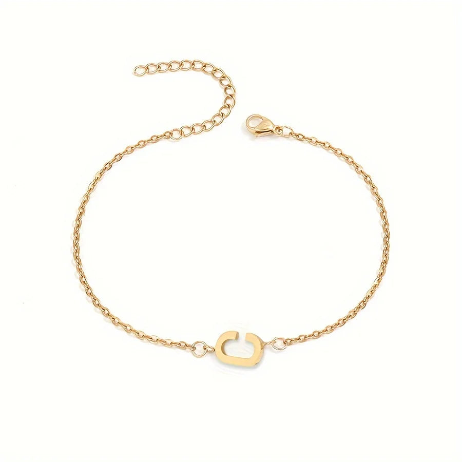 1pc Letter Shape Beads Thin Chain Bracelet, Simple Minimalist Hand Chain Unisex Jewelry Decoration