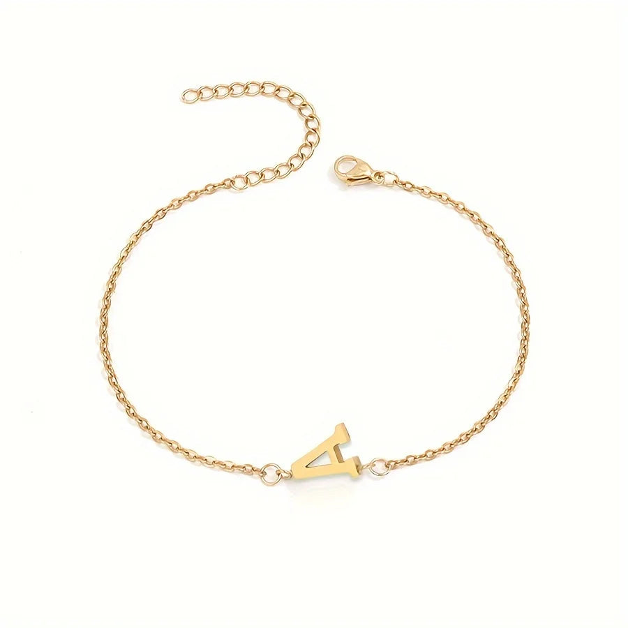 1pc Letter Shape Beads Thin Chain Bracelet, Simple Minimalist Hand Chain Unisex Jewelry Decoration