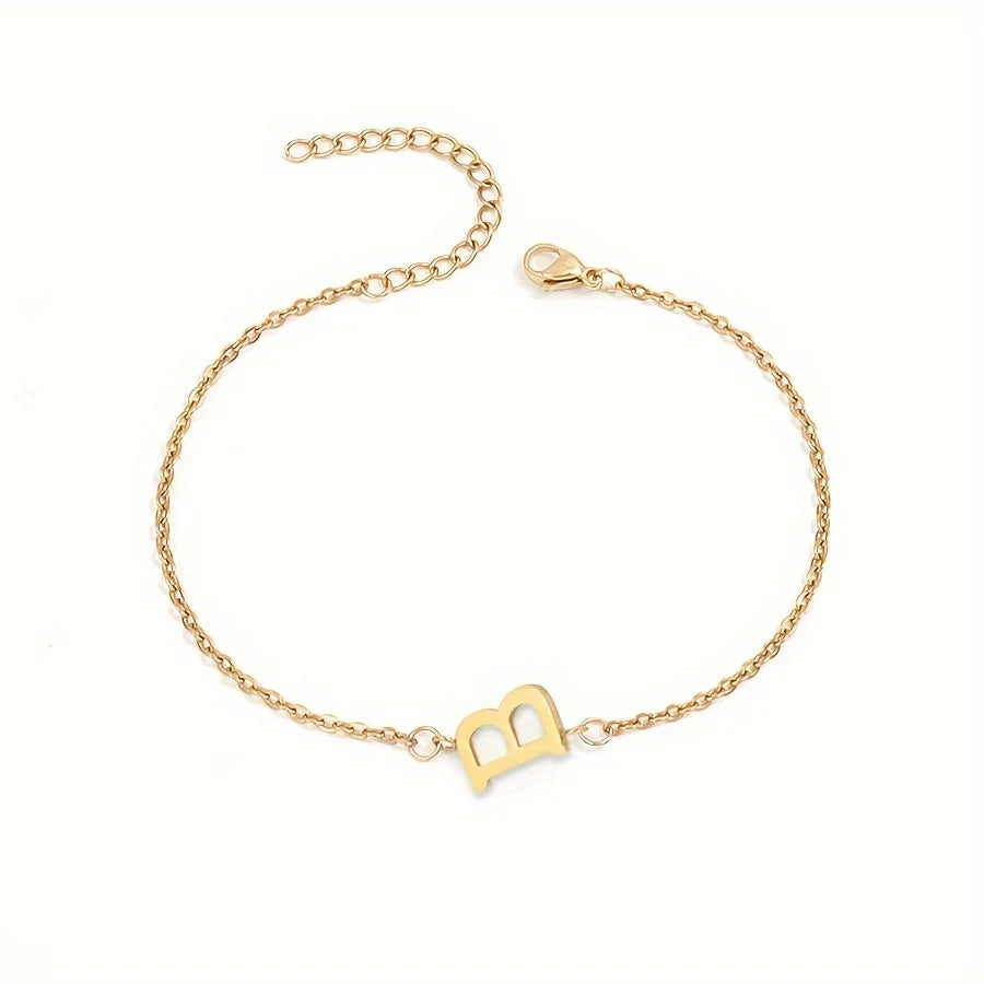 1pc Letter Shape Beads Thin Chain Bracelet, Simple Minimalist Hand Chain Unisex Jewelry Decoration