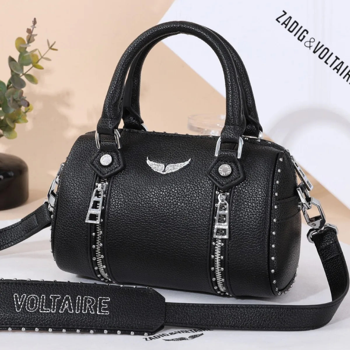 Fashionable Mini Boston Women's Bag 2025 New Style Single Shoulder Handbag Diamond Embellished PU Material Cross-Border Trend