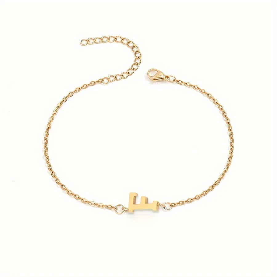 1pc Letter Shape Beads Thin Chain Bracelet, Simple Minimalist Hand Chain Unisex Jewelry Decoration
