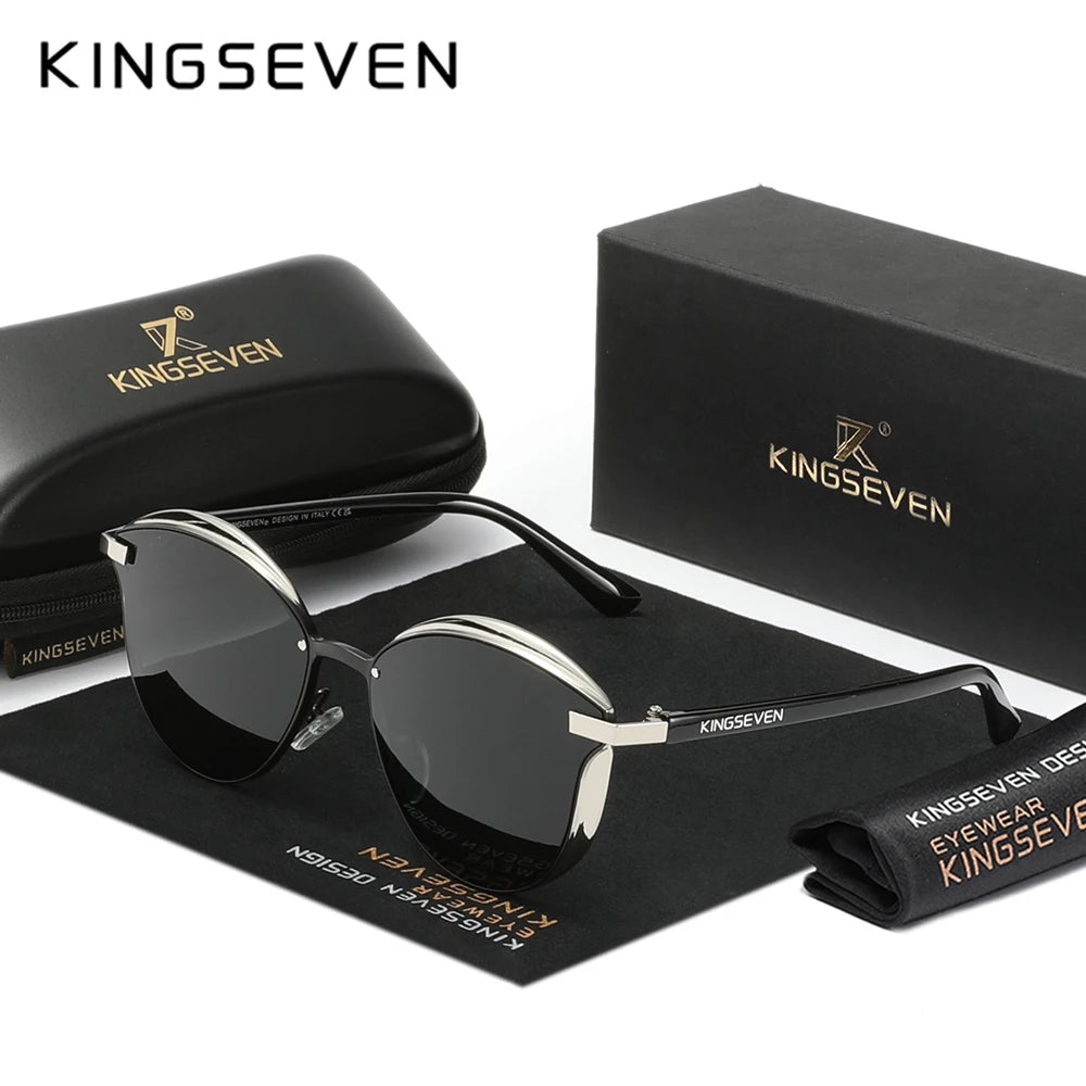 KINGSEVEN Trend Luxury Cat Eye Women's Glasses Polarized Sunglasses UV400 Lens for Lady Travel Eyewear