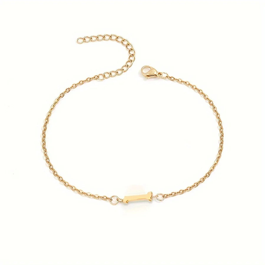 1pc Letter Shape Beads Thin Chain Bracelet, Simple Minimalist Hand Chain Unisex Jewelry Decoration