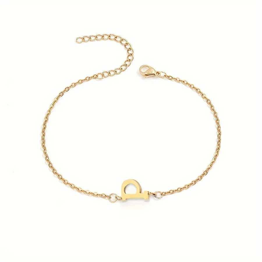 1pc Letter Shape Beads Thin Chain Bracelet, Simple Minimalist Hand Chain Unisex Jewelry Decoration