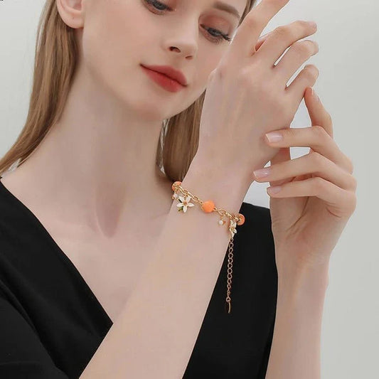 Cute Sweet Temperament Organge Flower Gardenia Bracelet